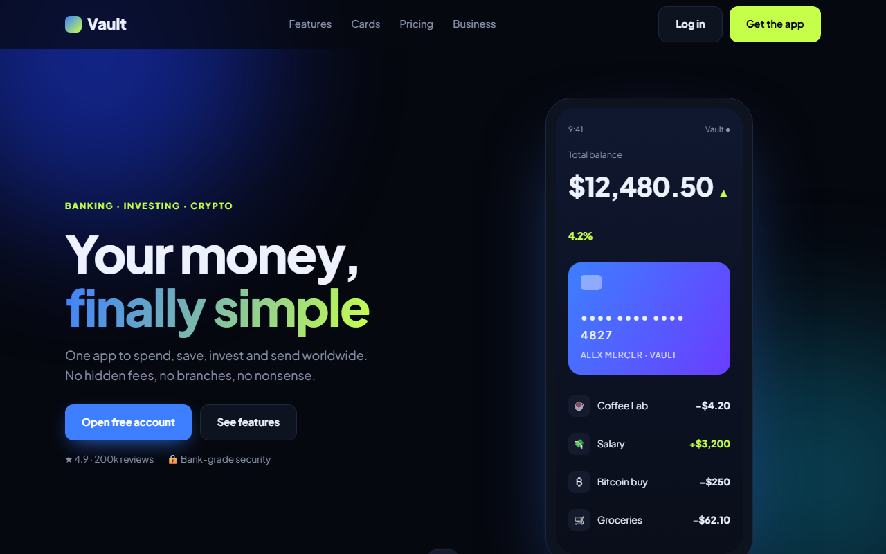 Vault website preview
