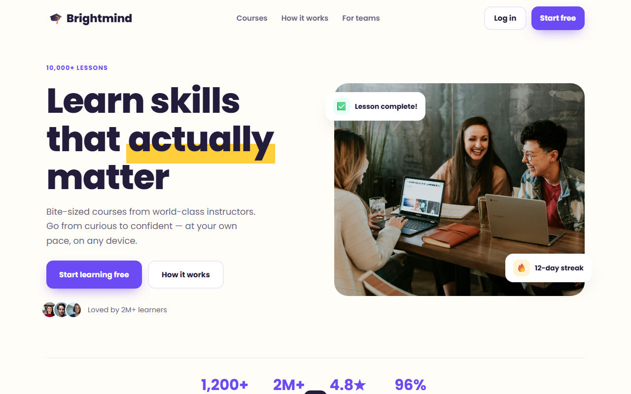 Brightmind website preview