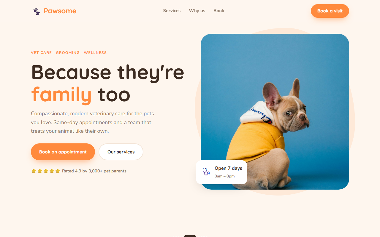 Pawsome website preview