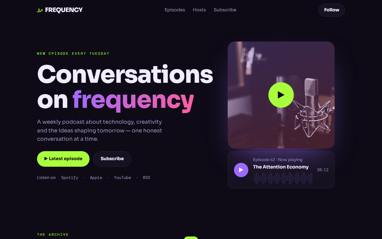FREQUENCY website preview
